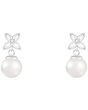 Splendid 14K 0.03 Ct. Tw. Diamond & 6-6.5Mm Pearl Earrings - White