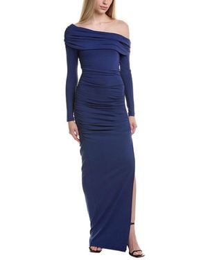 Susana Monaco One-arm Off-shoulder Side Slit Maxi Dress - Blue