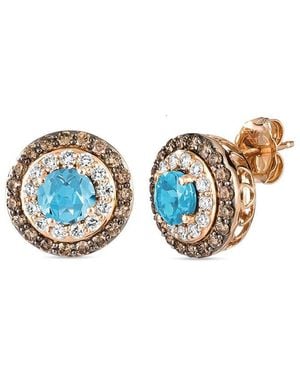 Le Vian Tranquility 14K Rose 1.92 Ct. Tw. Diamond & Topaz Stud Earrings - Blue