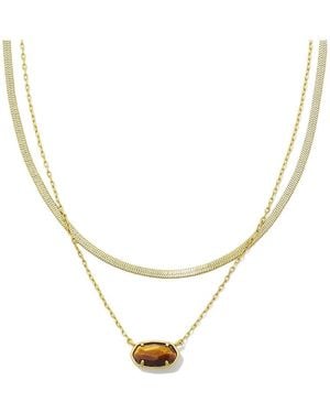 Kendra Scott Grayson Herringbone 14K Plated Tiger'S Eye Multi-Strand Necklace - Metallic