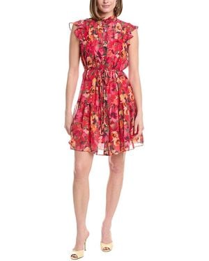 Julia Jordan Printed Chiffon Cap Sleeve Mini Dress - Red