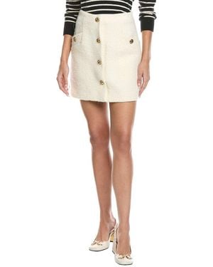 Sandro Woven Wool-Blend Skirt - White