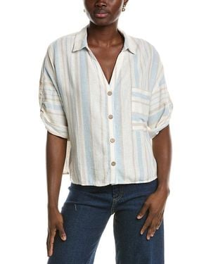 NVLT Sleeve Tab Linen-Blend Shirt - White