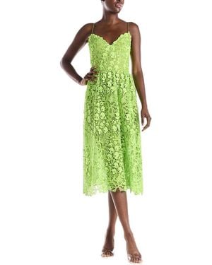 Monique Lhuillier Spaghetti Strap Lace Silk-lined Dress - Green
