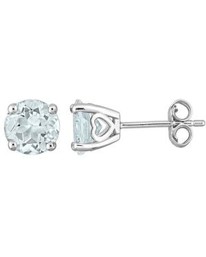 Rina Limor Silver 2.30 Ct. Tw. Aquamarine Solitaire Studs - White
