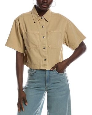Madewell Boxy Crop Button Up Shirt - Blue