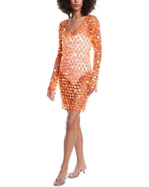 MILLY Sequin Crochet Mini Dress - Orange