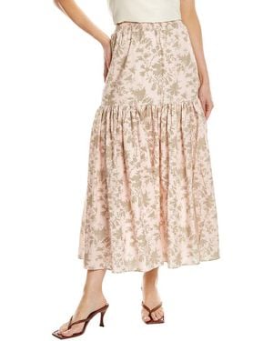 Tahari Smocked Midi Skirt - Natural