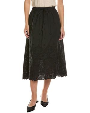 Brooks Brothers Tie Waist Eyelet Skirt - Black