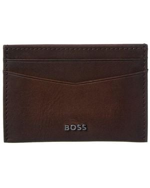 BOSS New Crosstown Leather Card Holder - Brown