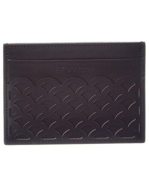 Sergio Rossi Logo Leather Card Case - Purple