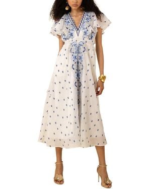 Hale Bob Linen-Blend Ellianna Midi Dress - Natural