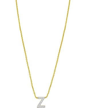 Italian Gold 14K 0.04 Ct. Tw. Diamond Initial Necklace - Metallic