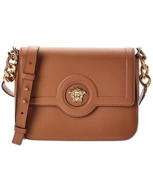 Versace La Medusa Leather Shoulder Bag - Brown