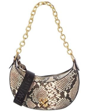 Off-White c/o Virgil Abloh Hemisphere Snake-Embossed Leather Hobo Bag - Metallic