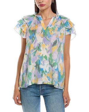 Nanette Lepore Tiered Sleeve Blouse - Blue