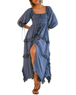 Vincent 3/4-Sleeve Maxi Dress - Blue