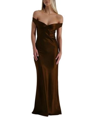 LOEY Off-The-Shoulder Maxi Dress - Brown