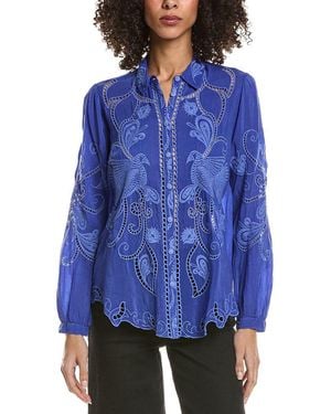 Johnny Was Chryssie Camp Shirt - Blue