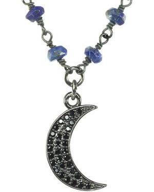 Rachel Reinhardt Jewelry Silver Blue Lapis Cz Moon Pendant Necklace - Multicolour