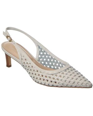 Dune Divided Leather Slingback Pump - White