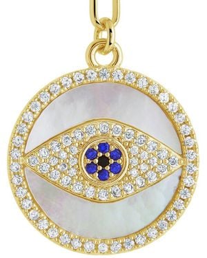 Sterling Forever 14K Plated Pearl Cz Evil Eye Necklace - Metallic