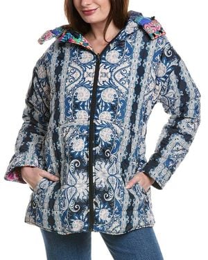 Johnny Was Mauri Reversible Puffer Coat - Blue