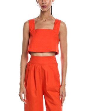REVERIEE Linen-Blend Sleeveless Top - Red