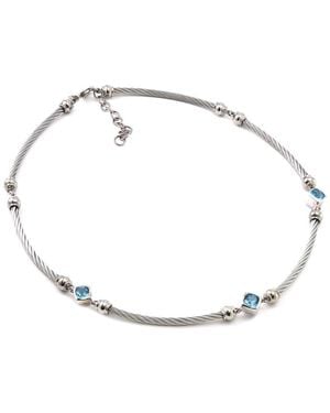 Gemstones Steel 2.34 Ct. Tw. Diamond & Amethyst Necklace - Metallic