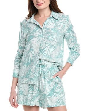 Nicole Miller Linen-Blend Big Shirt - Blue