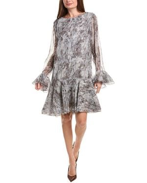 Lafayette 148 New York Wool-Blend A-Line Ruffle Dress - Grey