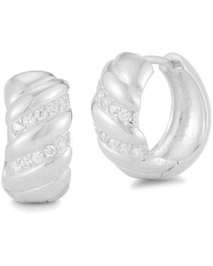 Glaze Jewelry Silver Cz Chubby Hoops - White