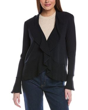 St. John Fluid Ruffle Knit Cardigan - Black