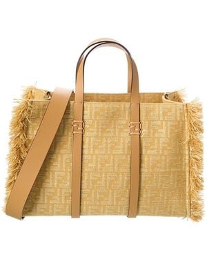 Fendi Summer Jacquard & Raffia Tote - Metallic