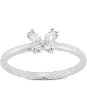 Glaze Jewelry Silver Cz Butterfly Ring - White