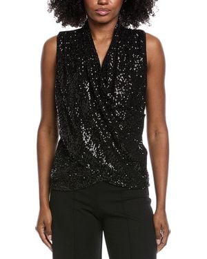Vince Camuto Sequin Drape Tank Top - Black