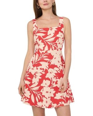 Vince Camuto Linen-Blend Print Mini Dress - Red