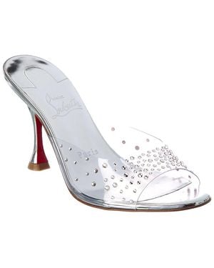 Christian Louboutin Degramule Strass 85 Leather & Pvc Sandal - White