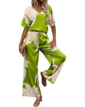 Emma way 2Pc Top & Pant Set - Green