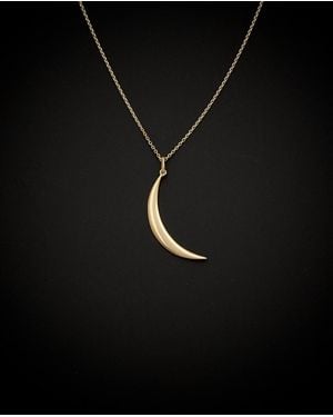 Italian Gold 14K Crescent Moon Necklace - Black