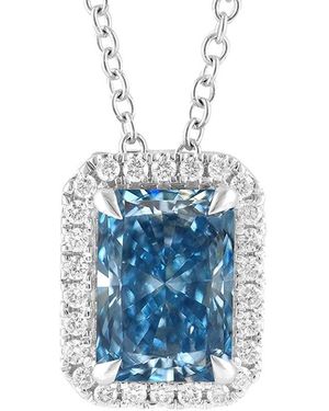 Lab Grown Diamonds 14K 1.82 Ct. Tw. Lab-Grown Diamond Halo Pendant - Blue