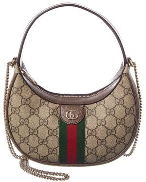 Gucci Ophidia Small Gg Supreme Canvas & Leather Hobo Bag - Brown