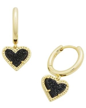 Kendra Scott Ari Heart 14K Drusy Huggie Earrings - Metallic