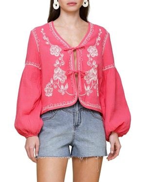 Avec Les Filles Embroidered Peplum Jacket