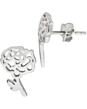 Sterling Forever Birth Flower Stud Earrings - White