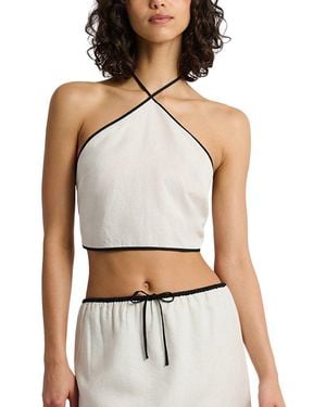Onia Air Linen Cropped Linen-Blend Halter Top - White
