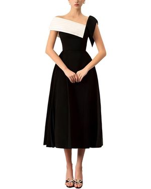 Homeyee Solid Midi Dress - Black
