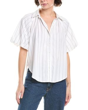 Madewell Shirred Bubble Sleeve Button-Up Shirt - White