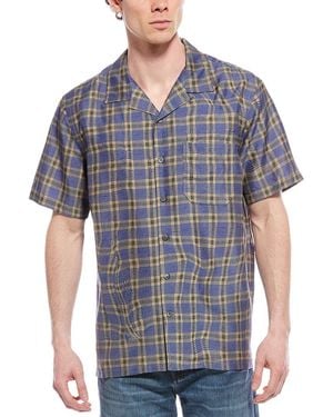 Theory Wrinkle Check Silk-Blend Shirt - Blue