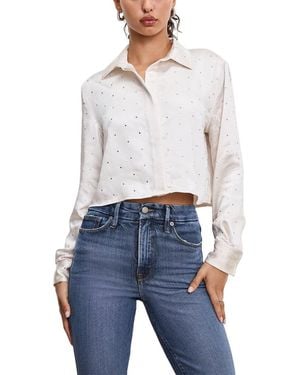 GOOD AMERICAN Crystal Satin Shirt - White
